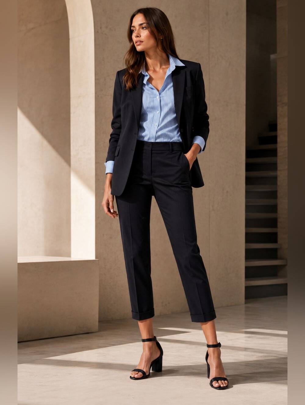 Piazza Sempione Violette Black Cotton Ankle Crop Pants – IT 40
